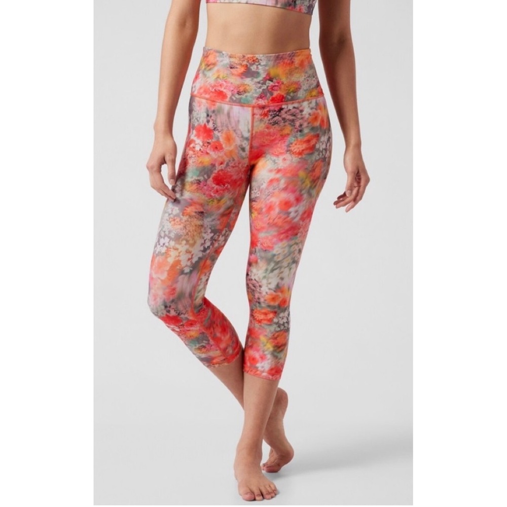Athleta Elation Capri High Rise Floral Print Leggings Size L